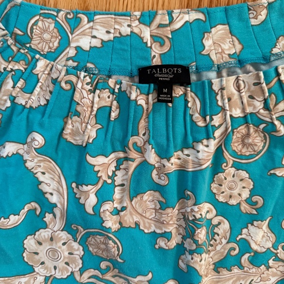 Talbots Women’s 3/4 Sleeve Turquoise Print Top - Picture 3 of 7